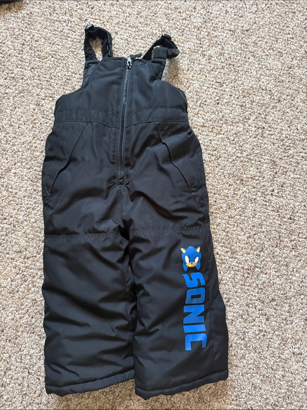 Black Sonic Kids Snow Bib Overalls